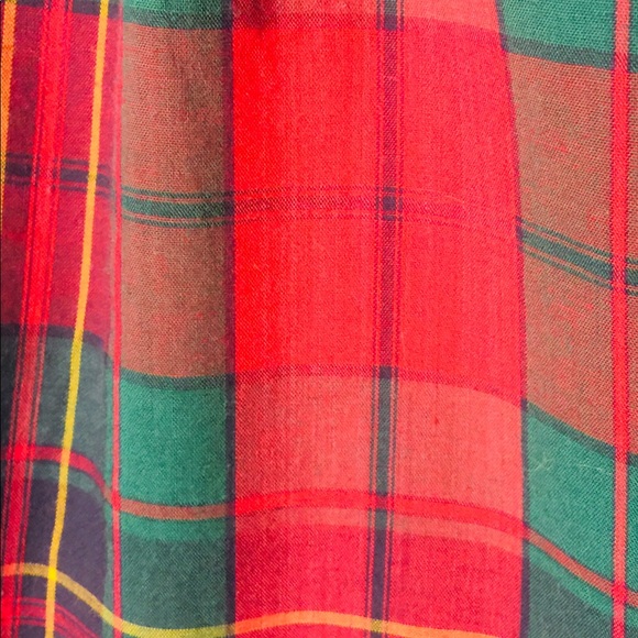 CARRE AU SPORT- Red/Green Plaid Button down Top-S - Picture 7 of 8